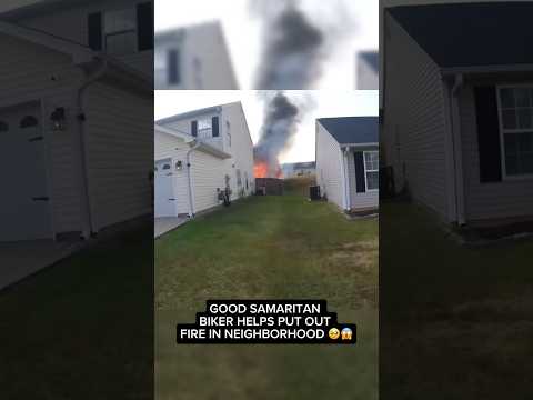 FRIENDLY BIKER HELPS PUT OUT HOUSE FIRE 😱😱