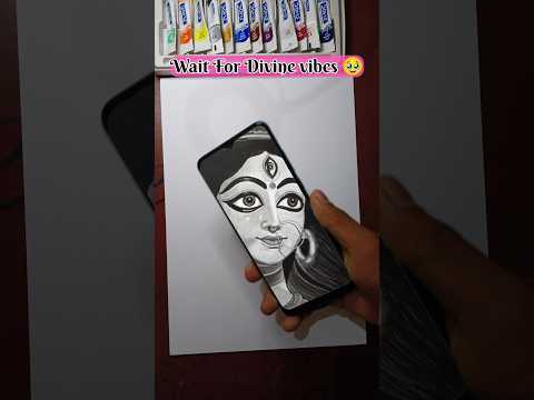 Mata Rani Charcoal Drawing 🌺🙏 | Feel the Divine Power ✨ | Bhakti + Art #art #drawing #sketch #shorts
