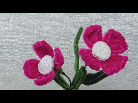 DIY Tutorial Bunga Kawat Bulu || How to make flower from pipe cleaner