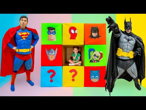Reto infantil con superhéroes 🦸🏻♂️🦹🏼♀️ ¿Qué hay en la caja mágica? | Vania Mania ESP