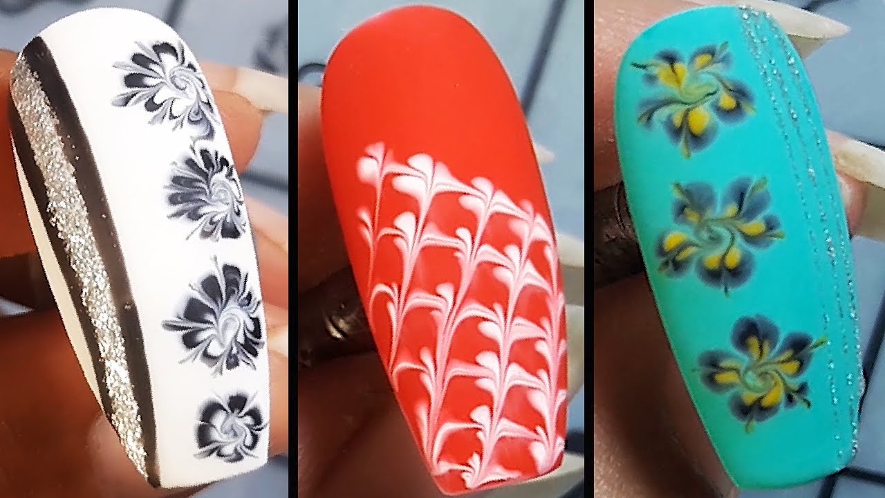 15 Fun & Easy Drag Marble Nail Art Ideas 