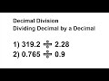 Dividing Decimals and Multiplication Basics