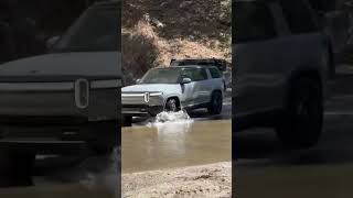 Water fording with the Rivian R1S on San Jacinto trail, California. #rivianr1s #waterford