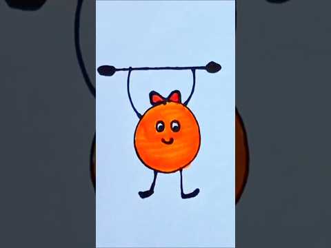 Cute and easy orange drawing for kids, easy kids drawing #shorts #viralvideo #ytshorts