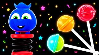 🐵🍓 Five Little Monkeys Funky Fruits Bounce on Springs and Eat Lollipops! |  Baby Sensory Animation