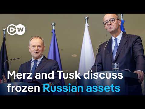 YouTube video thumbnail: German Chancellor Merz and Polish PM Tusk Discuss Frozen Russian Assets for Ukraine