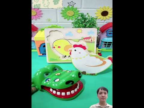 Cá sấu mau mở miệng để gà tìm trứng bé  #funny #toys #dongvat