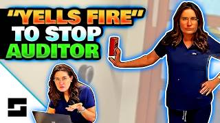 Crazy Lady Pulls Fire Alarm To Force Auditor To Leave