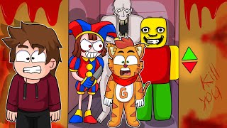 ¡ESCAPA DE POMNI.EXE, WEIRD STRICT DAD Y SCP! 😱😭 | ELEVADOR DEL TERROR DE ROBLOX SRGATO
