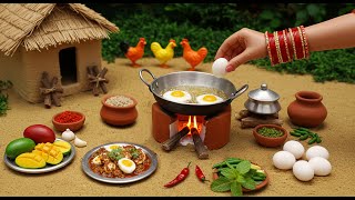 Yummy Tiny Fried Egg & Curry Cooking 🍳🔥 Tiny Foodkey Village Food ASMR