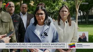 Delcy Rodríguez hace anuncios en materia económica, 4 de julio de 2026 (atención tras terremotos)