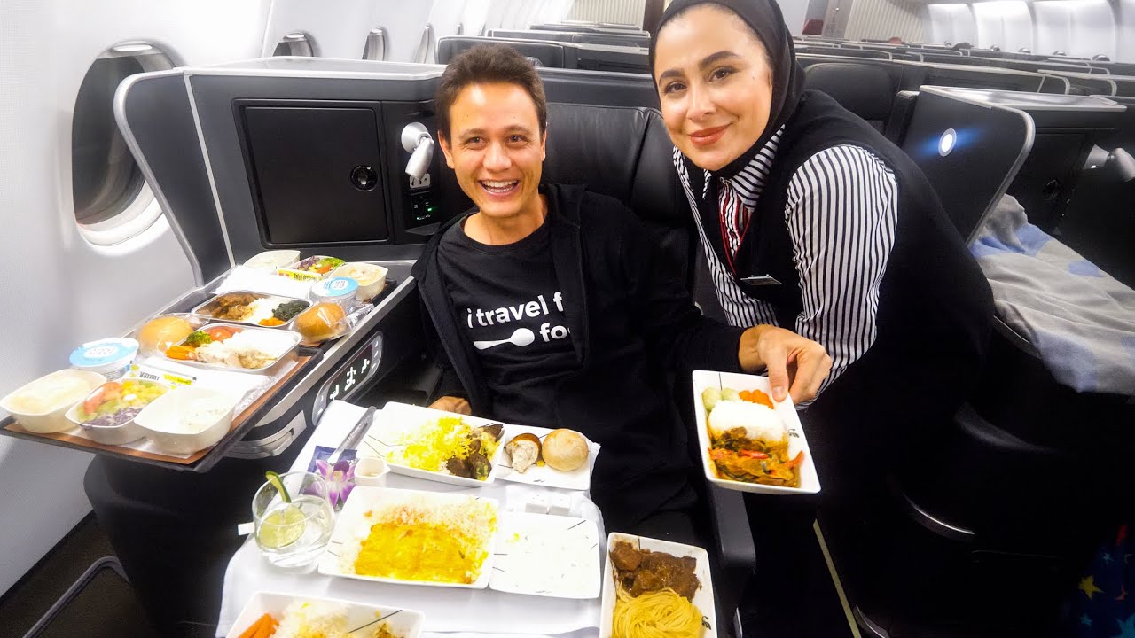 15 Courses BUSINESS CLASS Food on IRAN AIRLINES Mahan Air - Bangkok to Tehran
