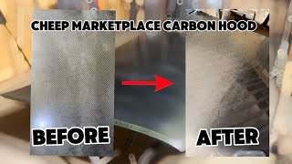 DIY restoration on a cheap marketplace￼ carbon fiber hood!
