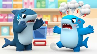 BABY SHARK gets mad at daddy and sings an ANGRY SONG! | Children learn good manners