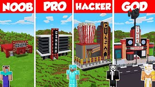 Cinema Build Battle Challenge - Noob vs Pro vs Hacker vs God - Minecraft Animation