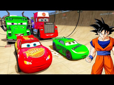 SPIDERMAN McQueen Friends BLOCKS Ramp Jump Challenge ! SUPERHERO HULK Disney Car MACK TRUCK  - GTA V