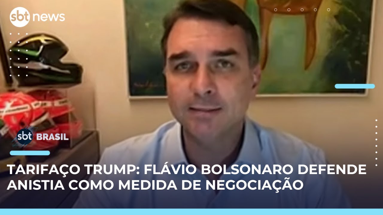 Flávio Bolsonaro diz que negociação de tarifas com EUA dependem de projeto da anistia | SBTBrasil