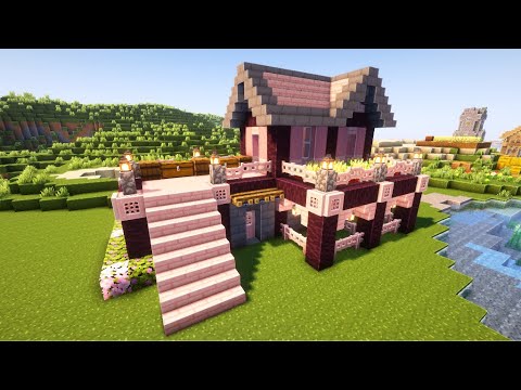 [Minecraft] How to Build a Cherry Blossom Starter House / Tutorial