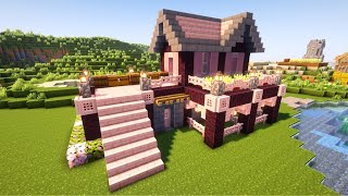 [Minecraft] How to Build a Cherry Blossom Starter House / Tutorial