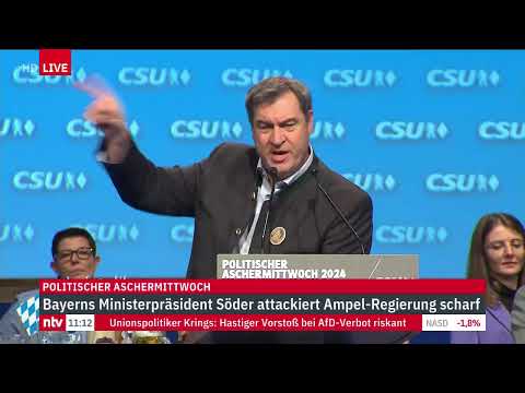 LIVE: Politischer Aschermittwoch der CSU mit Markus Söder