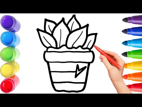 How To Draw cute plant Drawing, Painting & Coloring For Kids and Toddlers_ Child Art 🐋🌈🎨