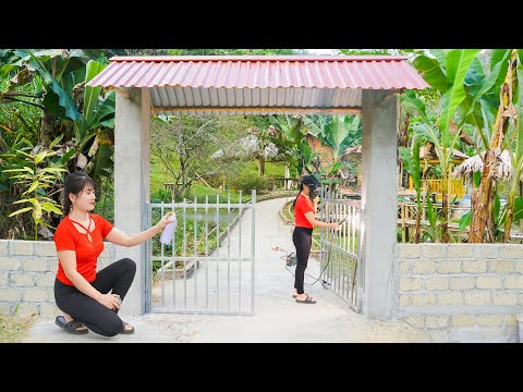 Install Sturdy Iron Gate Doors - Build New Gate To Replace Old Bamboo Gate | My Bushcraft / Nhất