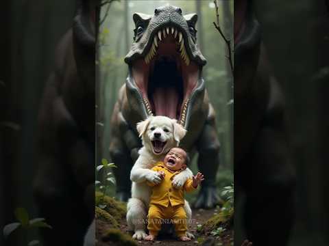 🐕 Dog Rescue The Baby 👶 From Big Dinosaur  🦖 Jesus in his heart ❤️ #shorts #viralvideo #rescuedogs