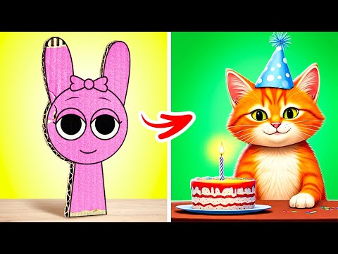 ¡La mejor fiesta DIY de todas! 🐱🎁 Gadgets para gatos, trucos de sirena y peluches Sprunki!