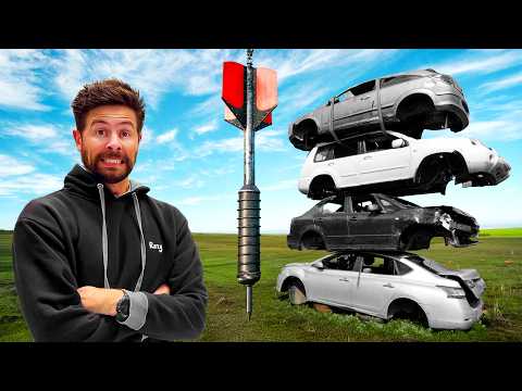 Can 4 Cars Stop Our GIANT Steel Dart?