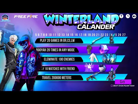 Winterland Calender 2024🔥 Free Rewards | Winterland  Free Magic Cube | Free Fire New Event| Ff event