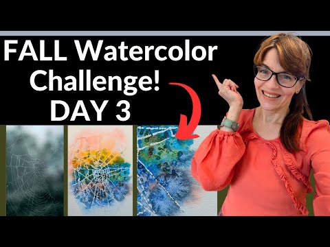 Fall Challenge Day 3 EASY Frosty Web  (Watercolor Painting For Beginners!)