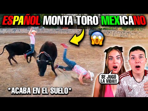 ESPAÑOL MONTA TORO MEXICANO por PRIMERA VEZ **ACABA EN EL SUELO**😱🇲🇽 MIS SOBRINOS REACCIONAN🇪🇸