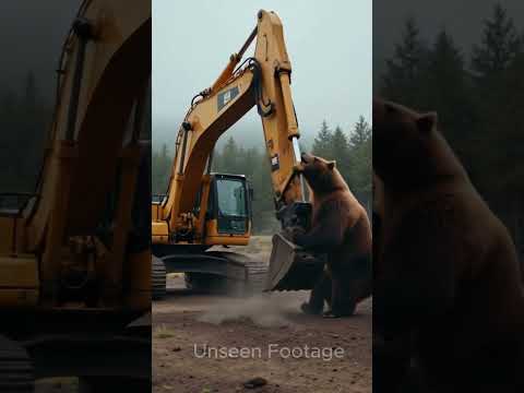 Massive Fight between Bear & Excavator #youtubeshorts #shortvideos #shorts #bear #excavator #animal