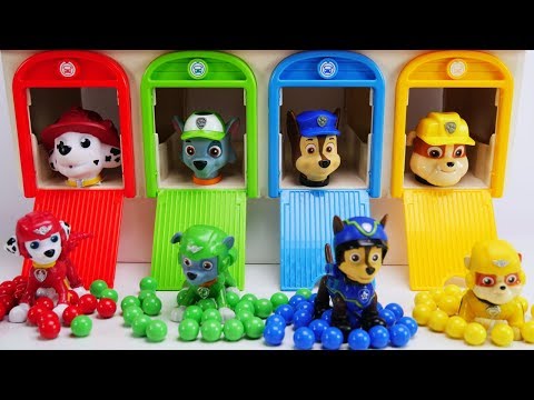 Paw Patrol Tayo Garage Surprise Toys - Learn Colors with Wrong Heads Dropping Color for Toddlers