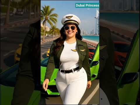 "Confident Walk with Style | Glamorous Pilot Look in Dubai | Luxury Cars & Burj Al Arab ✨"  #shorts