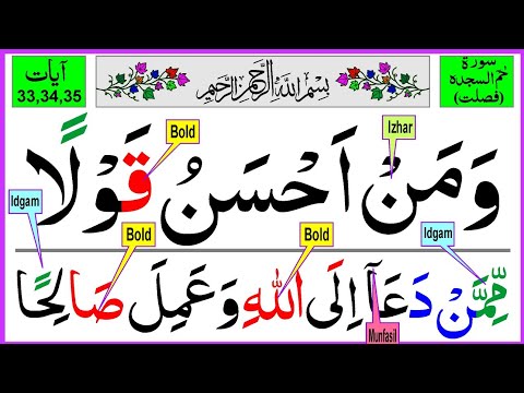 Surah Ha-Mim Sajda Ayat 33 to 35 Beautiful Quran Recitation with Urdu Translation || Surah Fussilat