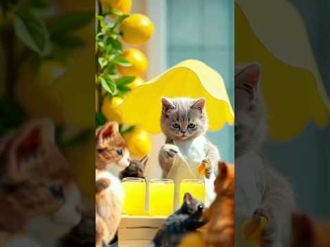 A cute cat making a lemon 🍋 juice for other cute cats🐈☺️#catshort#catlover#cooking #kidsflowaistatus