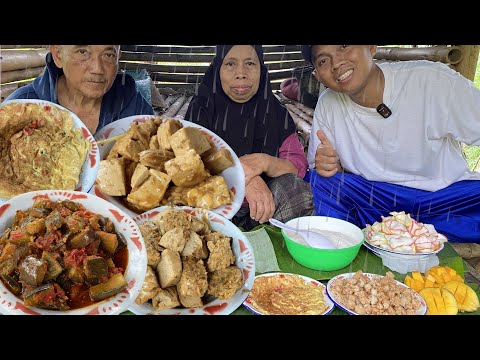 Hujan Hujan Masak Terong Balado, Bacem Tahu, Telur Dadar Beledag  Dan Tahu Cireng