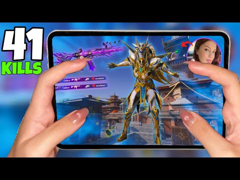 HANDCAM!😱 NEW SEASON BEST RUSH GAMEPLAY With FULL PHARAOH X-Suit😍 BEST GIRL PLAYER | Pubg Mobile