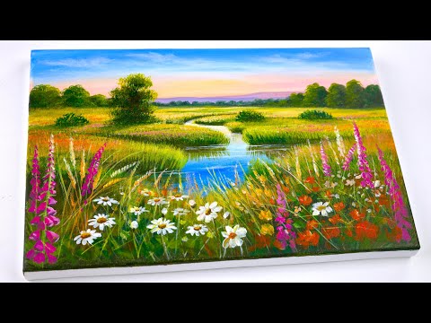 How to Paint a Beautiful Field of Flowers with Acrylics: Easy Step-by-Step