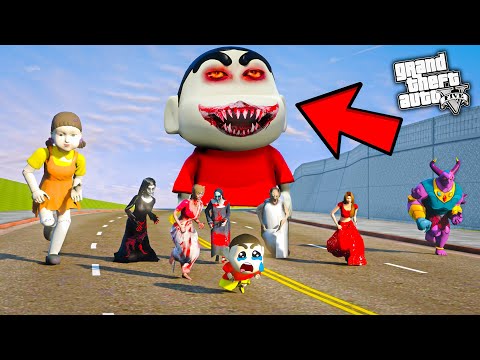 GTA 5 : Evil Shinchan Attack On Shinchan Kamla and Granny Nun 🤣GTA 5 !