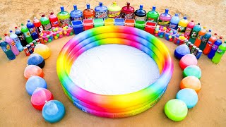 Experiment with Rainbow Pool: Giant Cola, Mtn Dew, Schweppes, Sprite, 7up, Balloon Fanta and Mentos