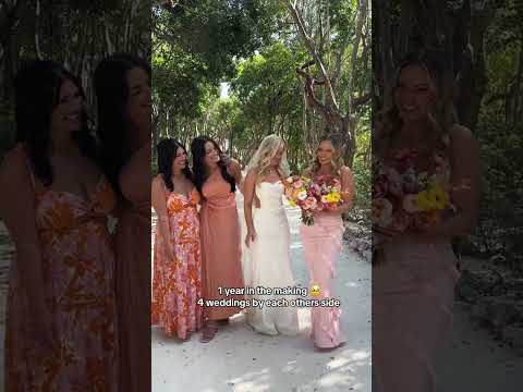 1 year in the making- 4 weddings by each others side  #wedding #bridesmaiddress #friends