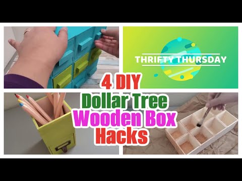 4 DIY DOLLAR TREE WOODEN BOX HACKS | MULTIPURPOSE ORGANIZERS MADE FROM DOLLAR TREE PULL-OUT BOXES