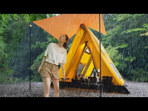 Camping in a heavy rain, but I've got a problem with the inflatable tent