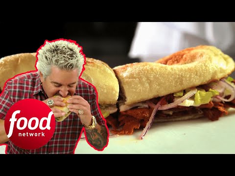 Guy Fieri Tries Delicious Meatless 'Meats' Sandwiches | Diners, Drive-Ins & Dives