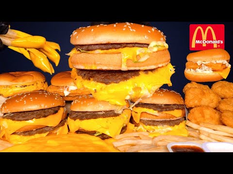 ASMR MUKBANG EXTRA BIG MAC BURGERS CRISPY CHICKEN MCDONALDS FRENCH FRIES | WITH CHEESE