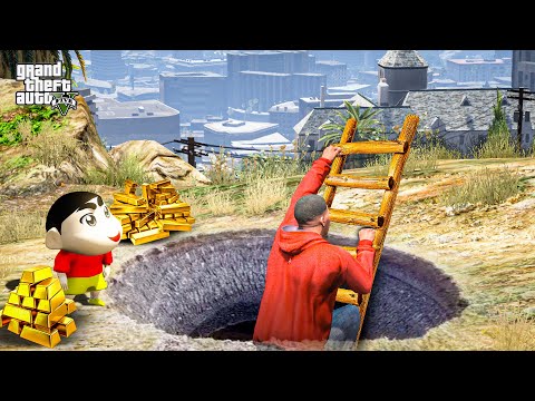 Shinchan and Franklin Using Ladder To Get Into Secret Bunker Outside His House in Gta 5