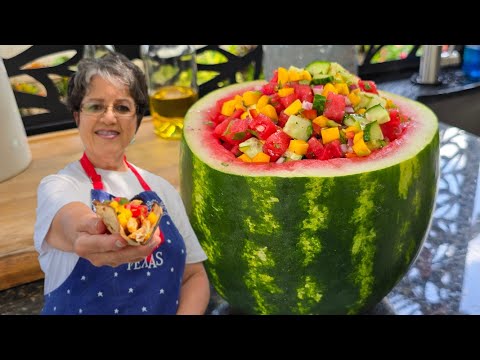 Watermelon, Mango Pico de Gallo on Chicken Tacos / Easy Summer meal ❤️