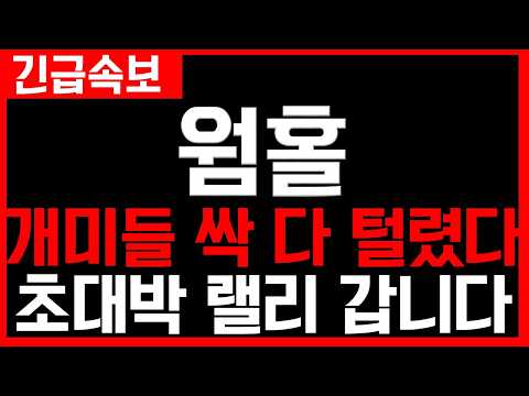 초대박 랠리 갑니다 홀더필수시청 #<strong>웜홀</strong> #웜홀코인 #웜홀전망